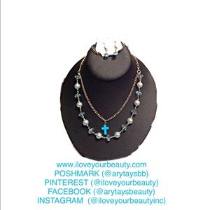 New Cross, Bead Necklace and Earring Set